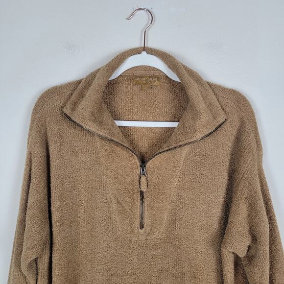 Barefoot Dreams Sweater Large Brown Cozychic Lite Half Zip Hi Low Pullover Honey - Picture 3 of 9